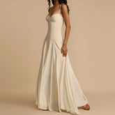 White Strap Solid Maxi Dress